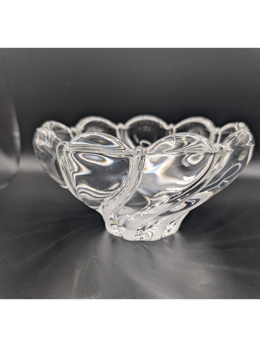 Bintage Mikasa Peppermint Frost Swirl Lead Crystal Candy Dish bowl Elegant